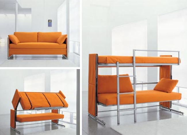 Sofa i łóżko piętrowe w jednym