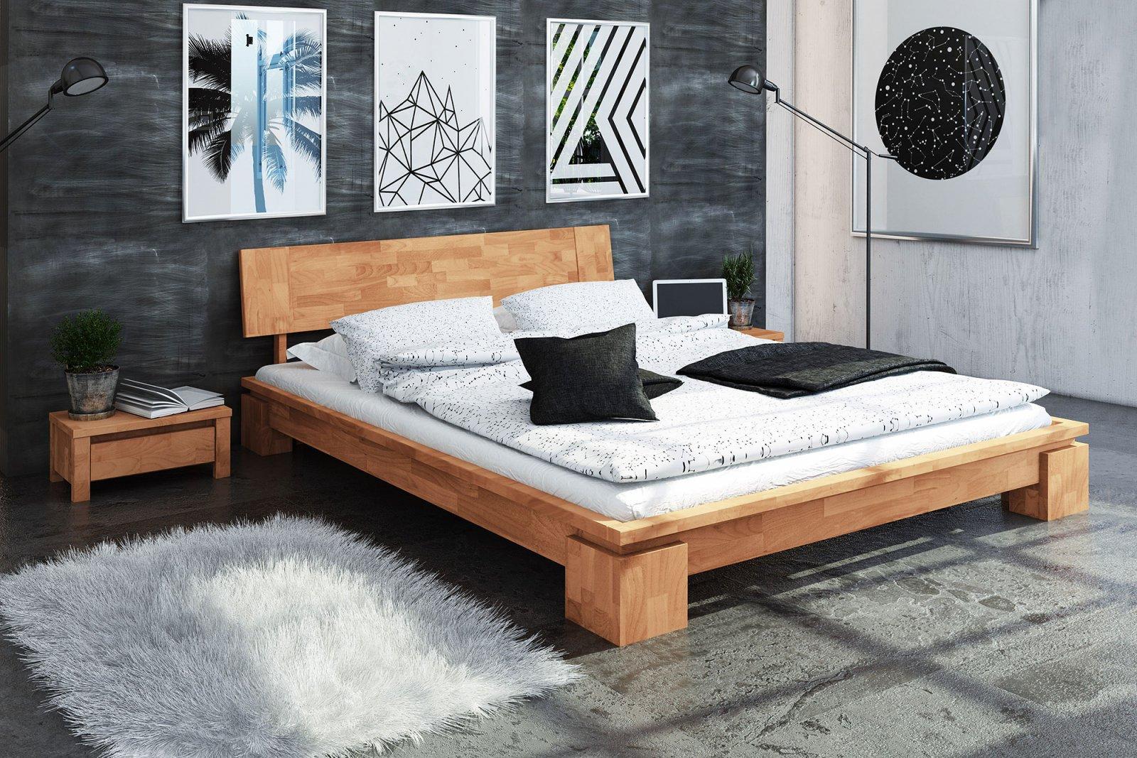Łóżko VINCI niskie z litego drewna
