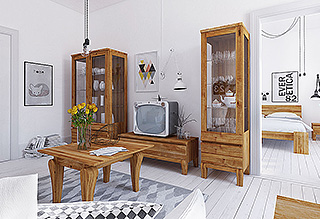 Komoda BONA niska z litego drewna