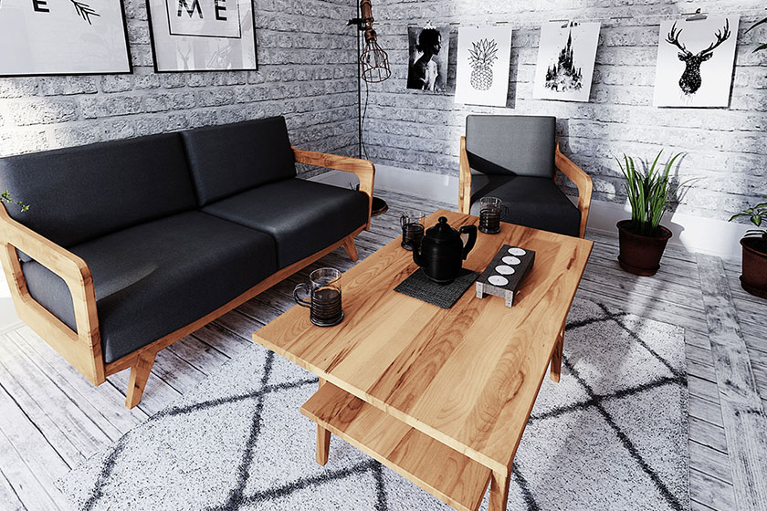 Panorama RETRO - Kolekcja mebli do salonu z drewna litego 1