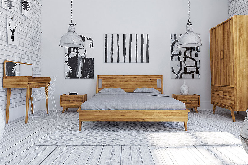 Panorama RETRO - Kolekcja mebli do sypialni z drewna litego 1