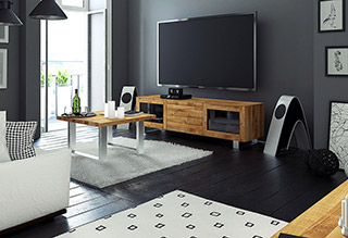 Ławka STEEL z litego drewna