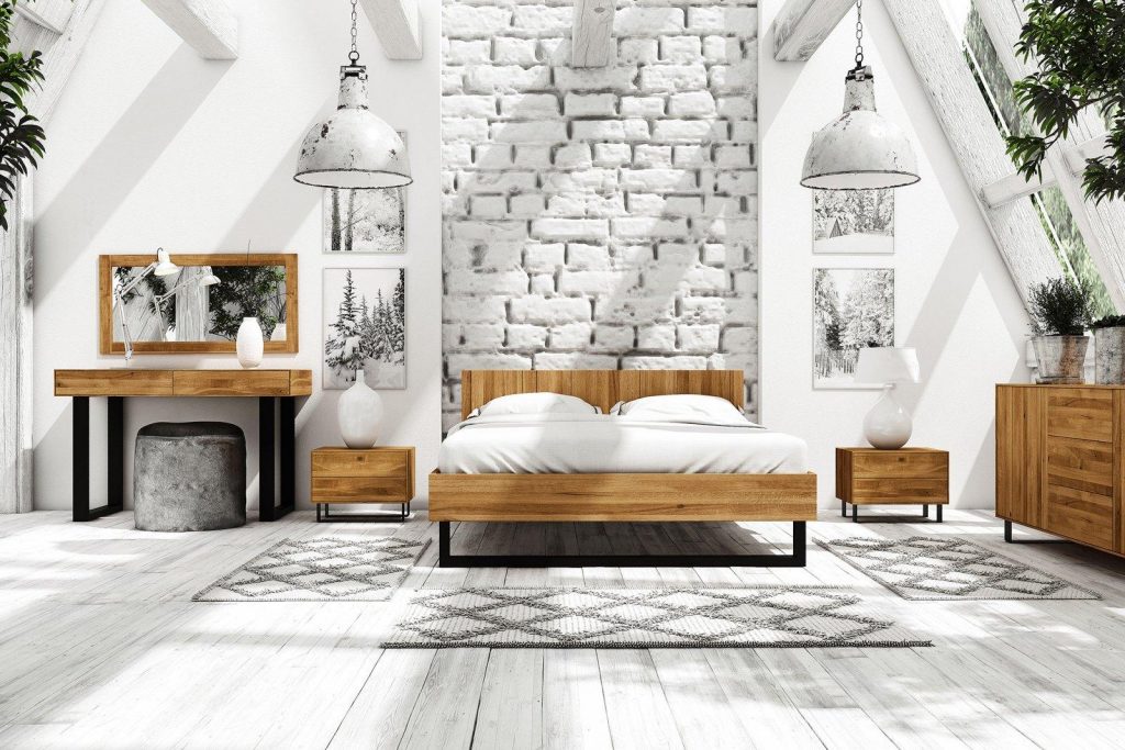 Łóżko drewniane z kolekcji STEEL